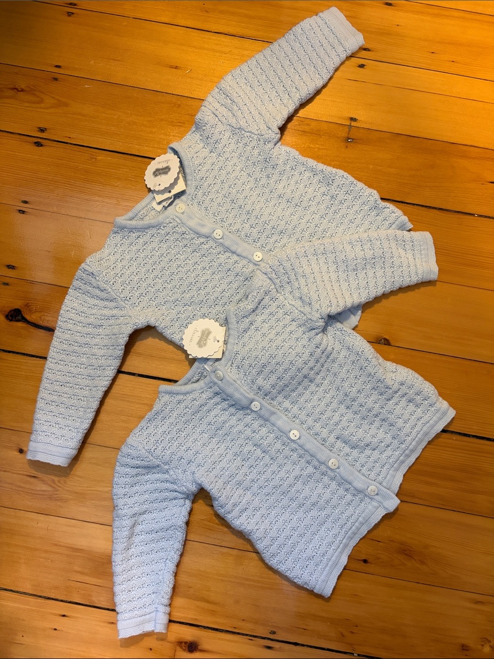 NWT Mud Pie Twin cardigan Bundle 6-12M Baby Knit button down Set in light Blue